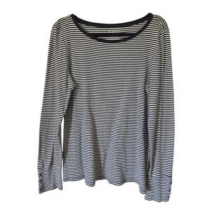 Talbots Womens L Weekender Tee Navy White Striped Top Nautical Preppy Beach